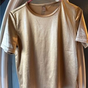 Shein Gold Metallic Short Sleeve Top